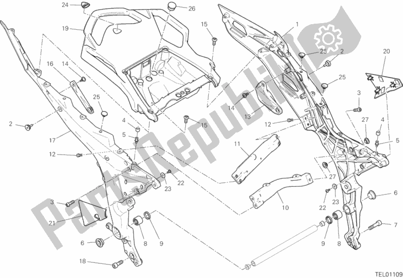 Todas as partes de Quadro Traseiro Comp. Do Ducati Multistrada 1260 ABS Brasil 2018